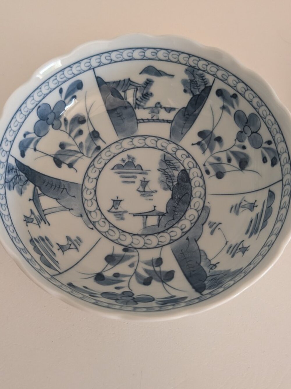 Japanese Asian Porcelain Ceramic Bowl - Blue